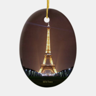 Eiffel Tower at Night Ceramic Ornament