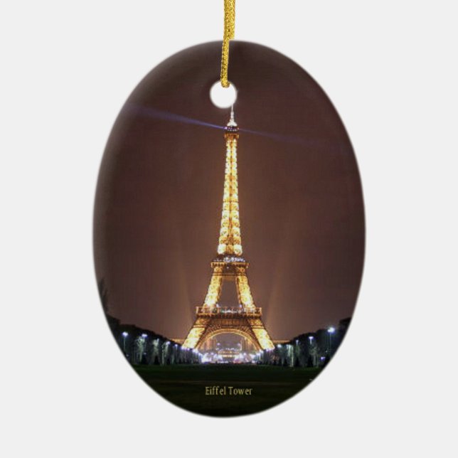 Eiffel Tower at Night Ceramic Ornament (Front)
