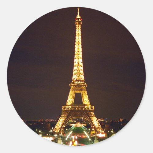 Eiffel Tower at Night Classic Round Sticker