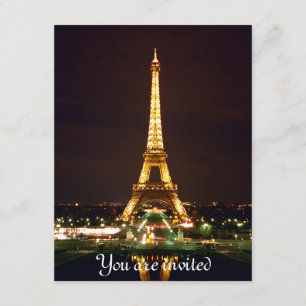 Eiffel Tower at Night - Color Invitation