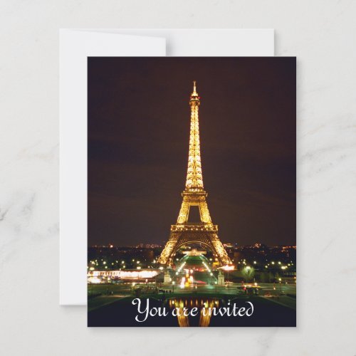Eiffel Tower at Night _ Color Invitation