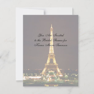 Eiffel Tower at Night Invitation
