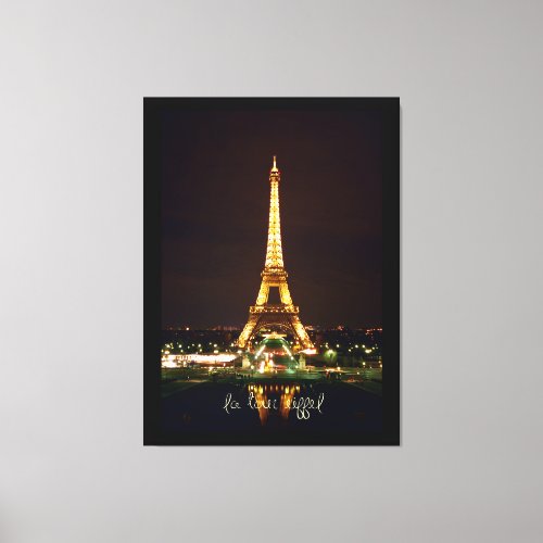 Eiffel Tower at Night on Wrapped Canvas