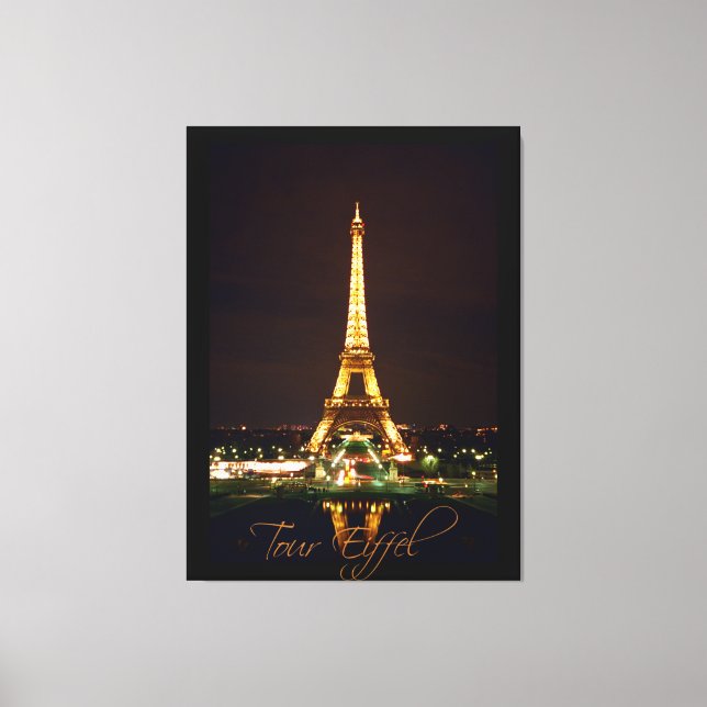 Eiffel Tower at Night on Wrapped Canvas Print (Front)