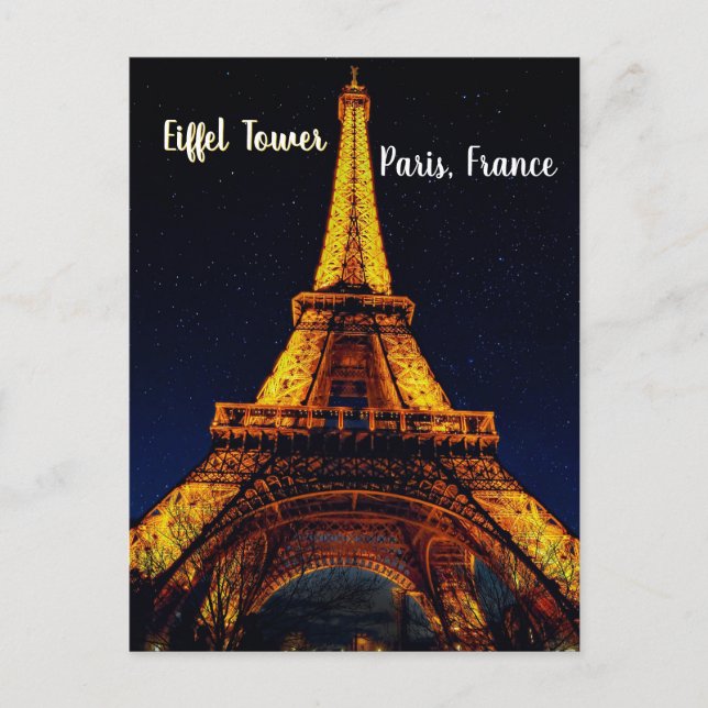Eiffel Tower at Night – Paris Postcard (Front)