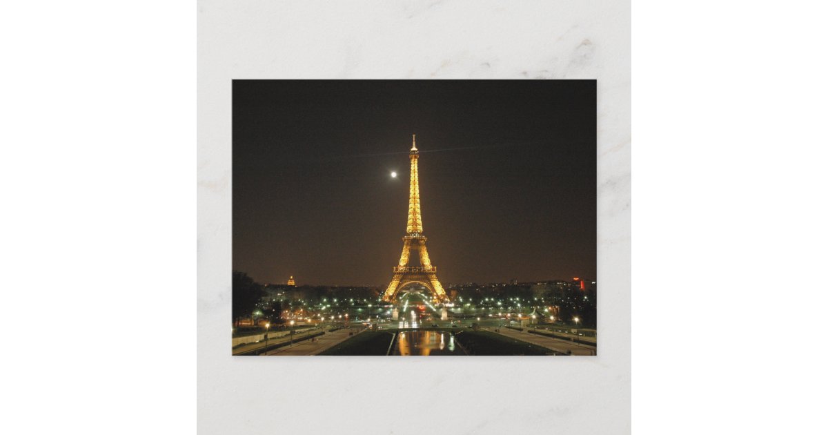 Eiffel Tower at Night Postcard | Zazzle