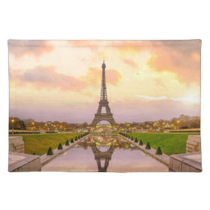 Eiffel Tower at Sunrise from Trocadero Fountains Cloth Placemat