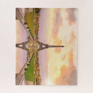 Eiffel Tower at Sunrise from Trocadero Fountains Jigsaw Puzzle