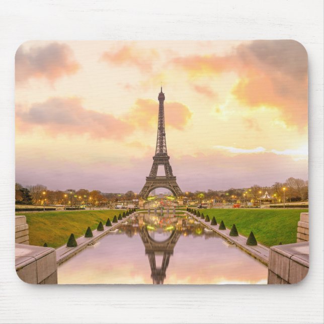 Eiffel Tower at Sunrise from Trocadero Fountains Mouse Pad (Front)