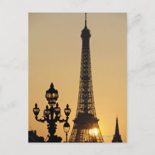 Eiffel tower at sunset postcard
