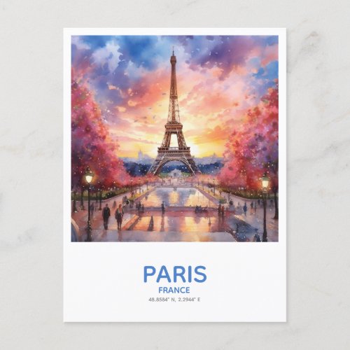 Eiffel Tower at Sunset Save the Date Postcard
