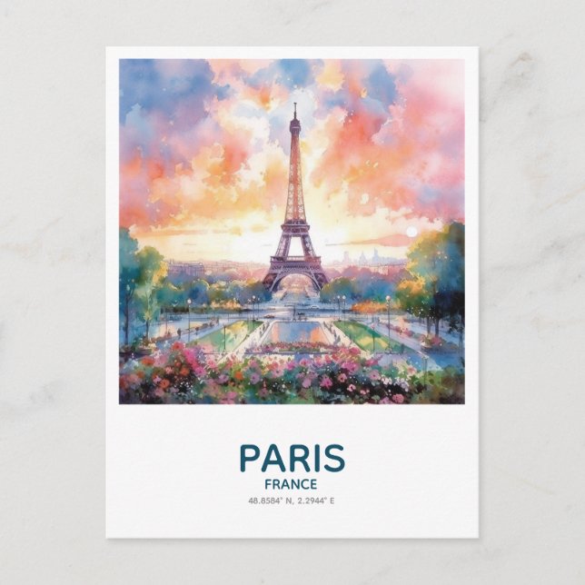 Eiffel Tower at Sunset - Save the Date Postcard (Front)