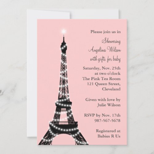 Eiffel Tower Baby Shower Invitation (pink)