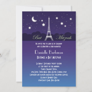 Eiffel Tower Bat Mitzvah Invitation