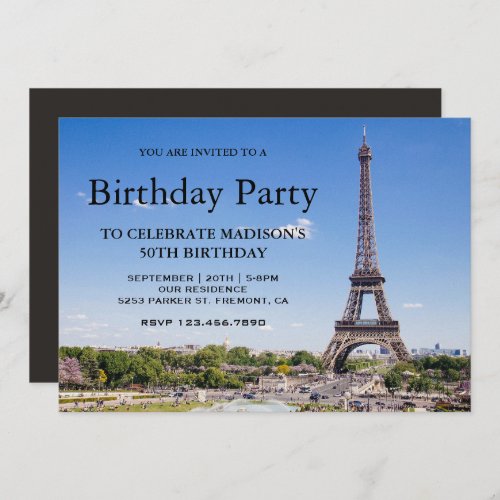 Eiffel Tower Birthday Party Invitation