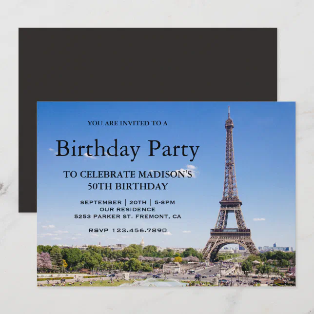 Eiffel Tower Birthday Party Invitation | Zazzle