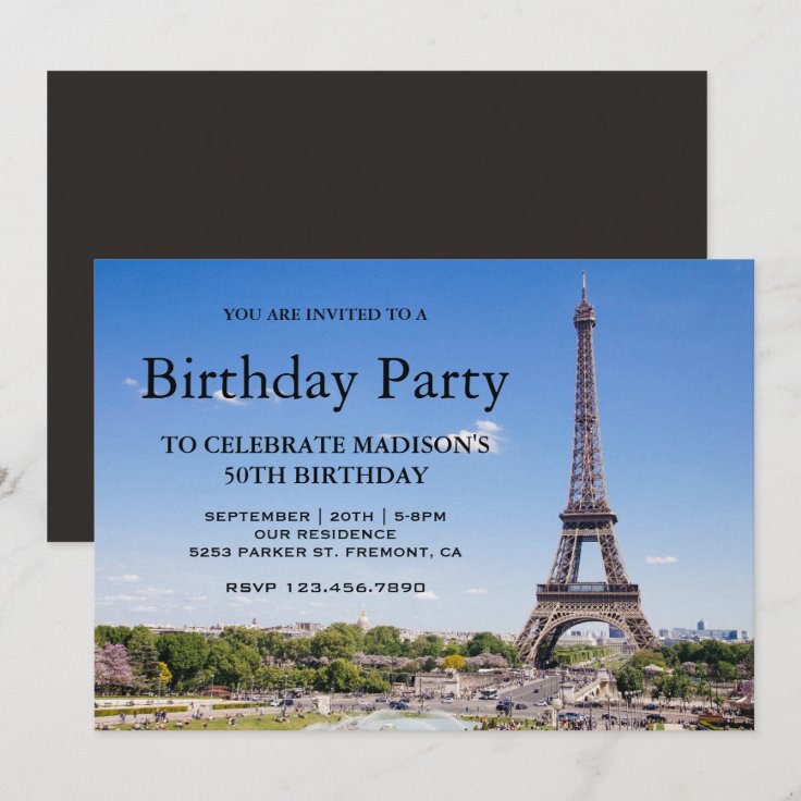 Eiffel Tower Birthday Party Invitation | Zazzle