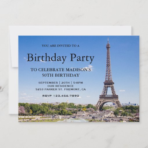 Eiffel Tower Birthday Party Invitation | Zazzle