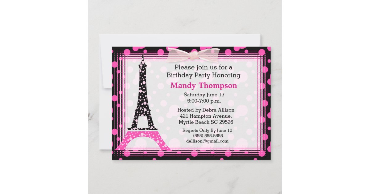 Eiffel Tower Birthday Party Invitation | Zazzle