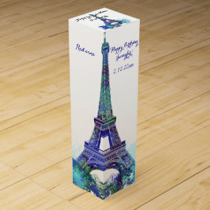 Eiffel tower Birthday Wine Gift Box