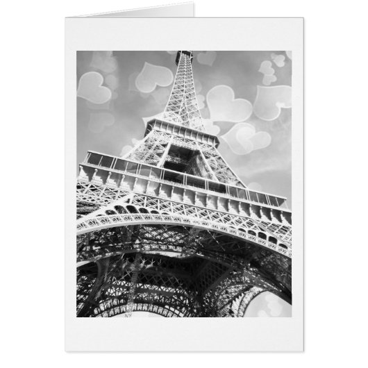 Eiffel Tower, Black and White, Blank Cards (Front)