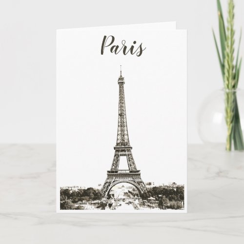 Eiffel tower black and white card