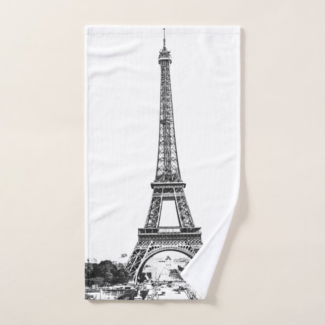 Eiffel tower black and white hand towel  (Hand Towel)