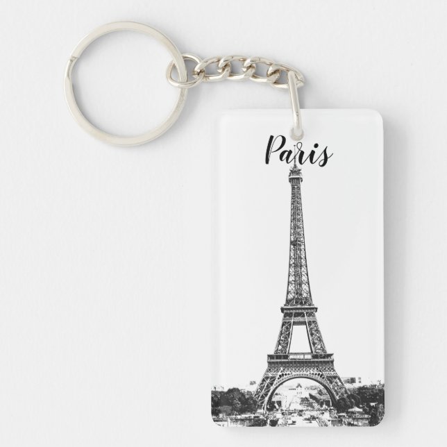 Eiffel tower black and white keychain (Front)