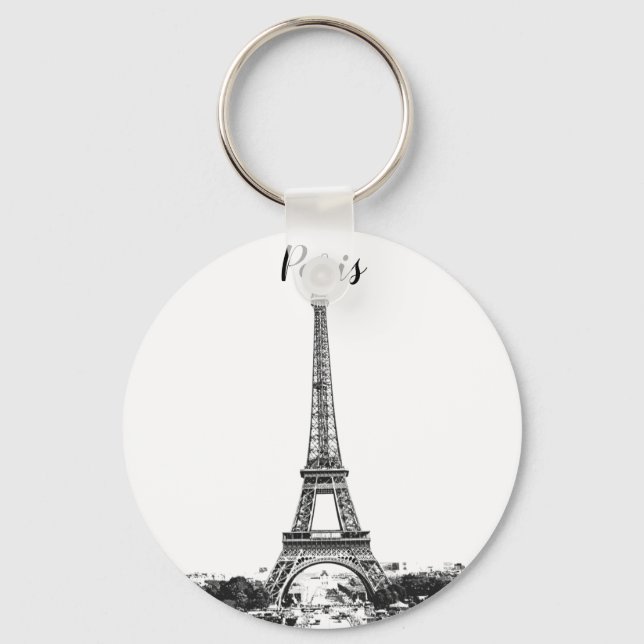 Eiffel tower black and white keychain (Front)