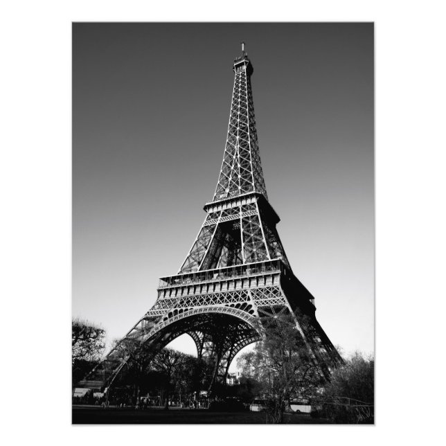 Eiffel tower black and white photo print (Front)