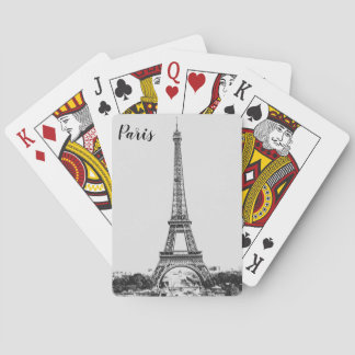 Eiffel tower black and white poker cards
