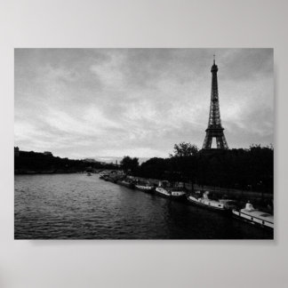 Eiffel Tower Black and White Poster