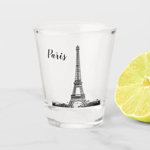 Eiffel tower black and white shot glass