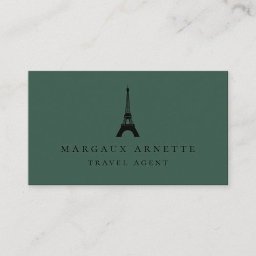 Eiffel Tower Black Logo Green Business Card