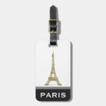 Eiffel Tower Black Modern Paris Word Custom France Luggage Tag at Zazzle