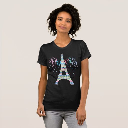 Eiffel Tower black t-shirt | Zazzle