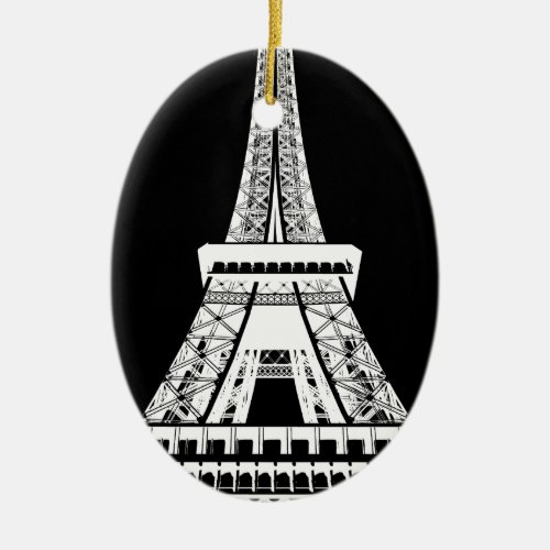 Eiffel Tower Black White Image Ceramic Ornament