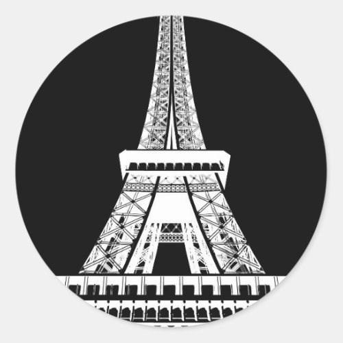 Eiffel Tower Black White Image Classic Round Sticker