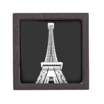 Eiffel Tower Black White Image Keepsake Box