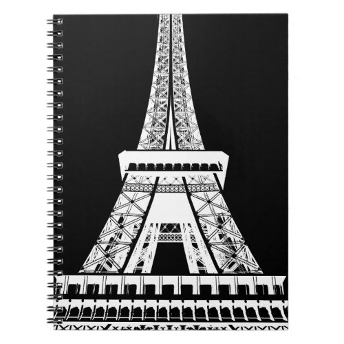 Eiffel Tower Black White Image Notebook