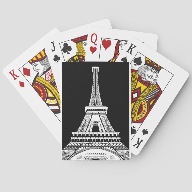 Eiffel Tower Black White Image Poker Cards (Back)