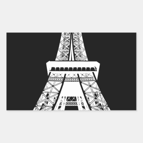 Eiffel Tower Black White Image Rectangular Sticker