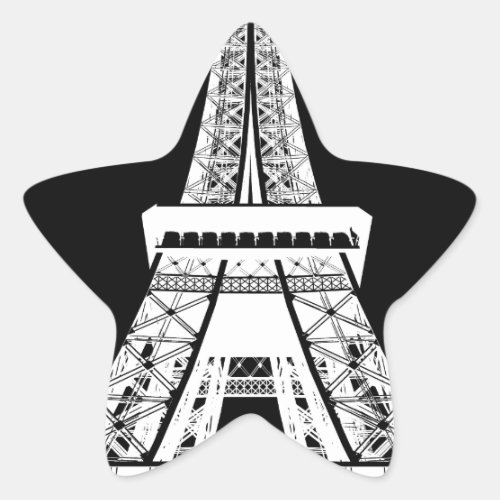 Eiffel Tower Black White Image Star Sticker