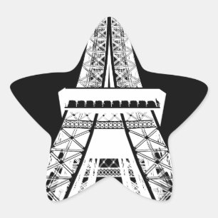 Eiffel Tower Black White Image Star Sticker
