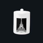 Eiffel Tower Black White Image Teapot<br><div class="desc">Paris Eiffel Tower Black and White Artwork Image</div>