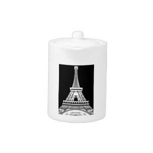 Eiffel Tower Black White Image Teapot