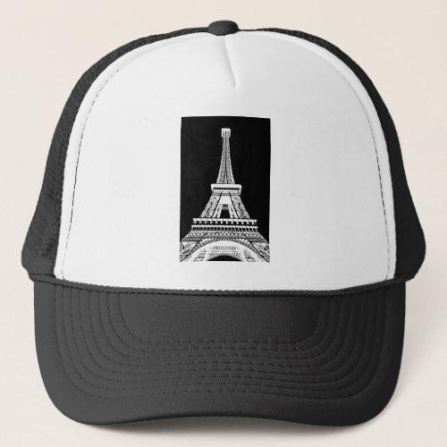 Eiffel Tower Black White Image Trucker Hat