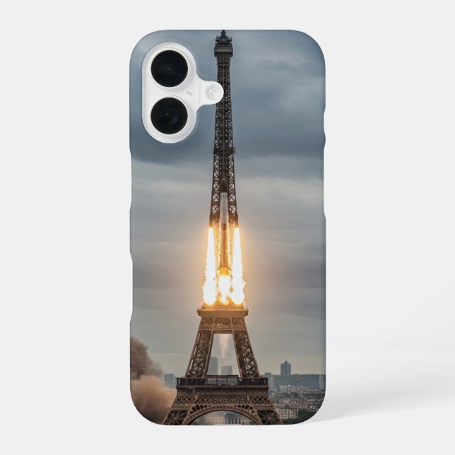 Eiffel Tower blasting off Iphone Case (Back)