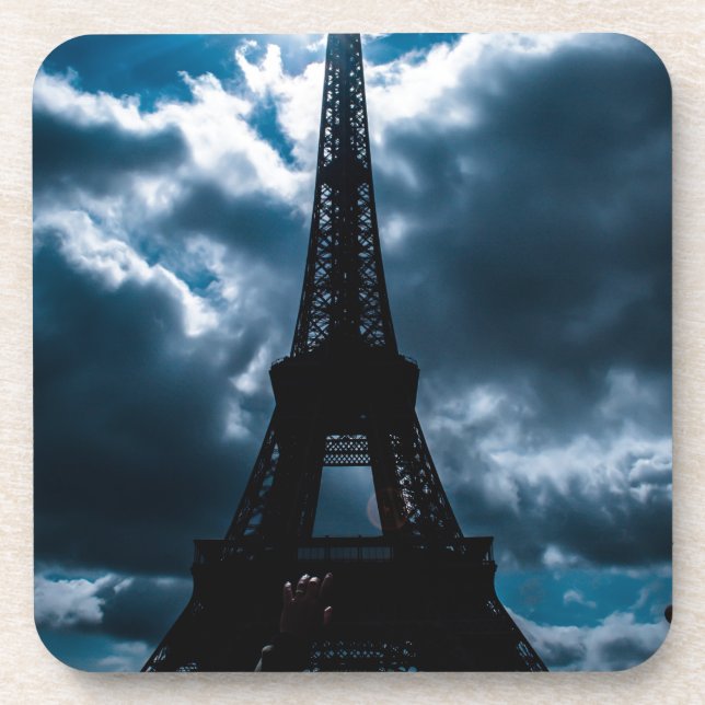 Eiffel Tower Blue Night Beverage Coaster (Front)