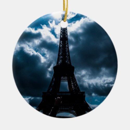 Eiffel Tower Blue Night Ceramic Ornament